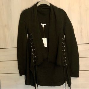 Minnie Rose Army Green Laced Sweater